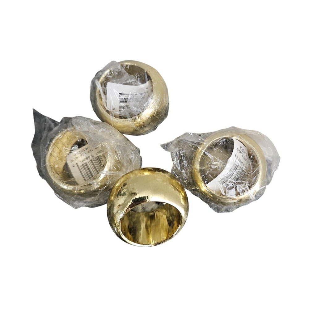 Vintage‎ shiny disco gold napkin rings set of 4